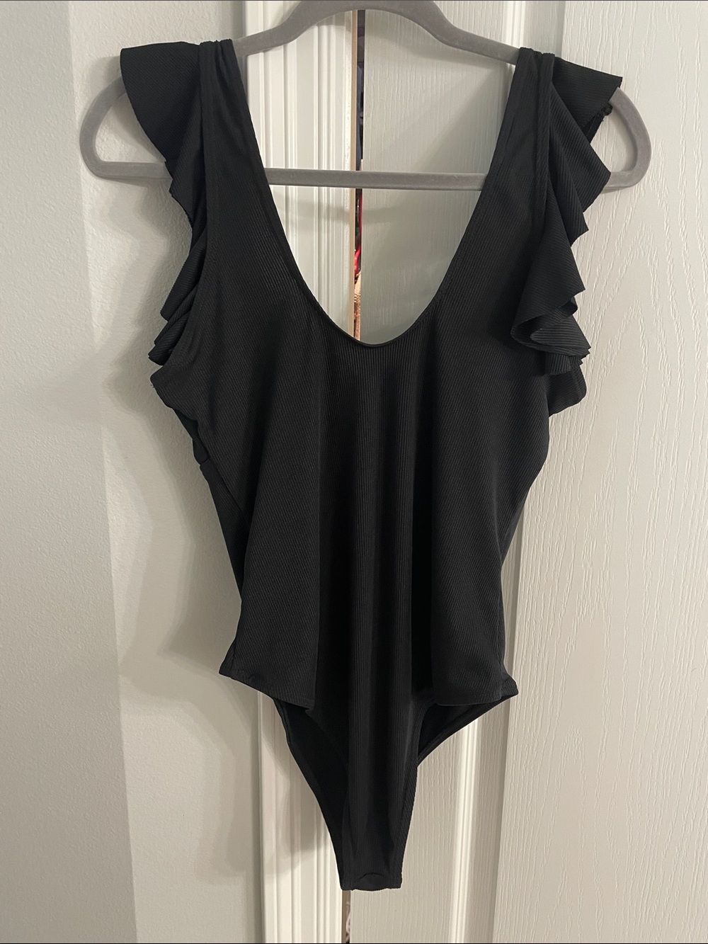 Black Ruffled One-Piece - Picture 2 of 2